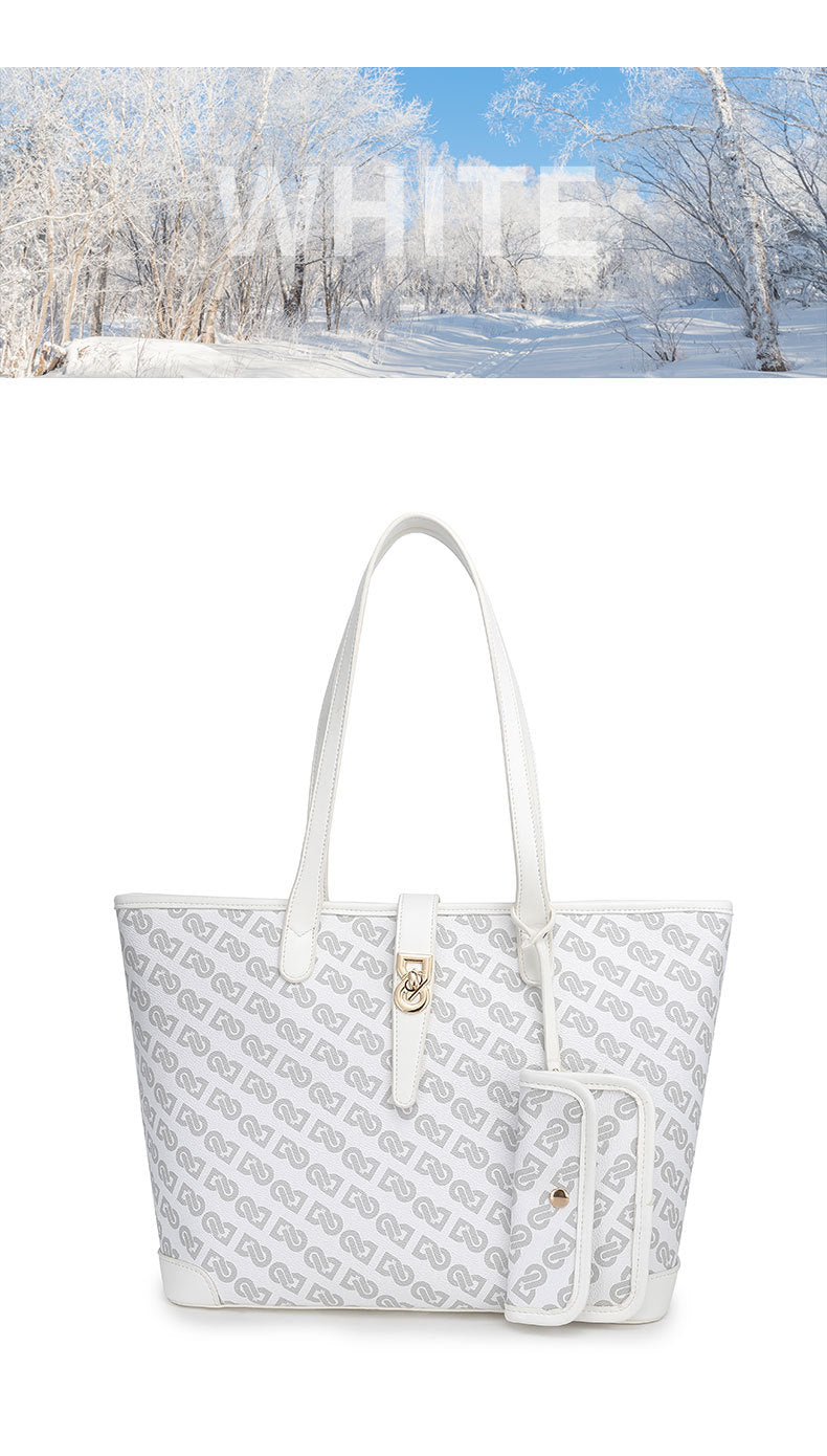 Original Design Retro Print Tote Bag for Work Commute Large Capacity Shoulder Bag Niche Versatile Fashion Handbag