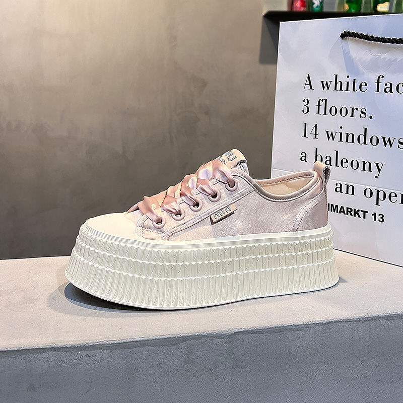 Thick Sole Biscuit White Sneakers for Women2025Versatile Student ins Fashionable Sports Casual Sneakers