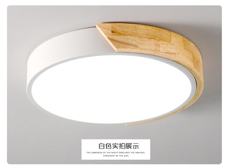 Macaron Solid Wood Ceiling Light led Bedroom Lamp Round Nordic Iron Art Room Lamp Creative Living Room Lamp for Home Use