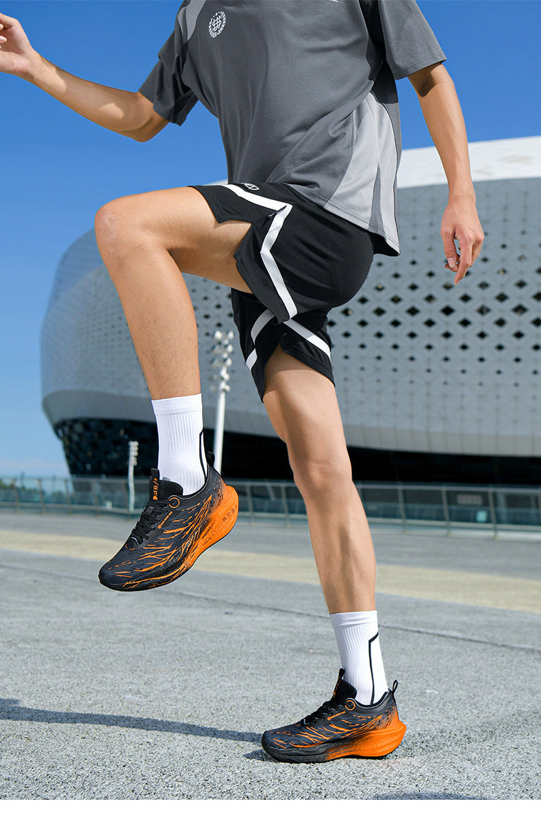 Autumn New Fluorescent Parent-Child Fashion Casual Sports Shoes with Real Carbon Plate High Elasticity Cushioning Outdoor Running Shoes