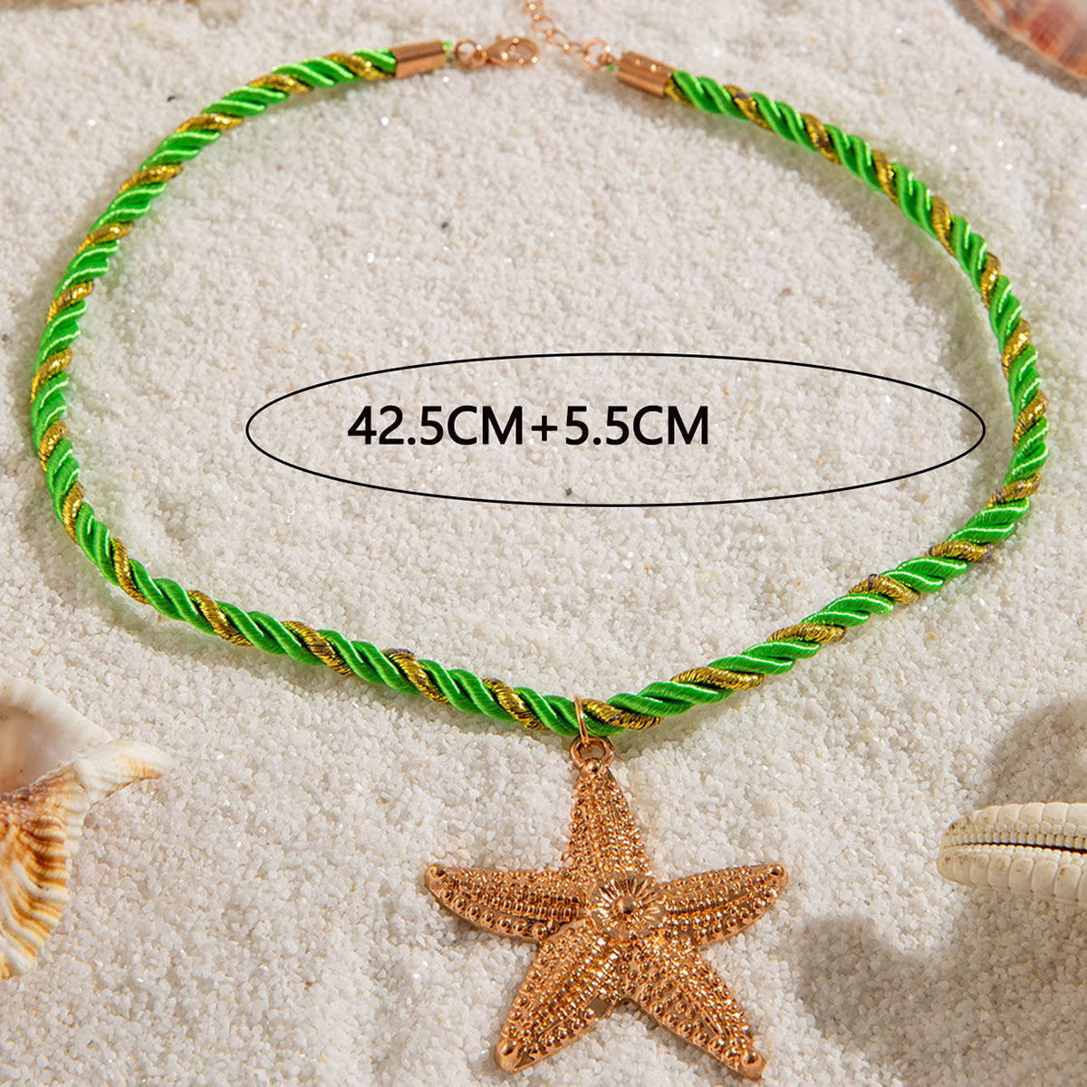 European and American Metal Ocean Style Starfish Pendant Necklace Jewelry Personality Exaggerated Star Beach Vacation Necklace for Women