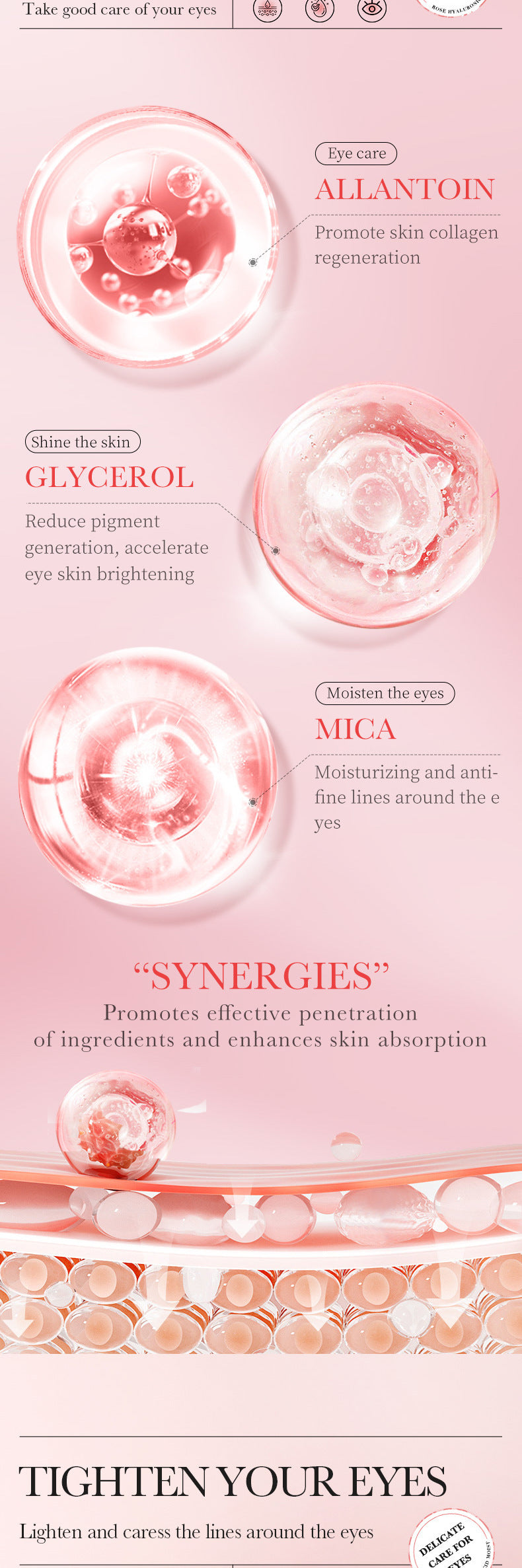 foreign trade BIOAOUA Rose Hyaluronic Acid Moisturizing Eye Mask Hydrating and Moisturizing Eye Mask Wholesale