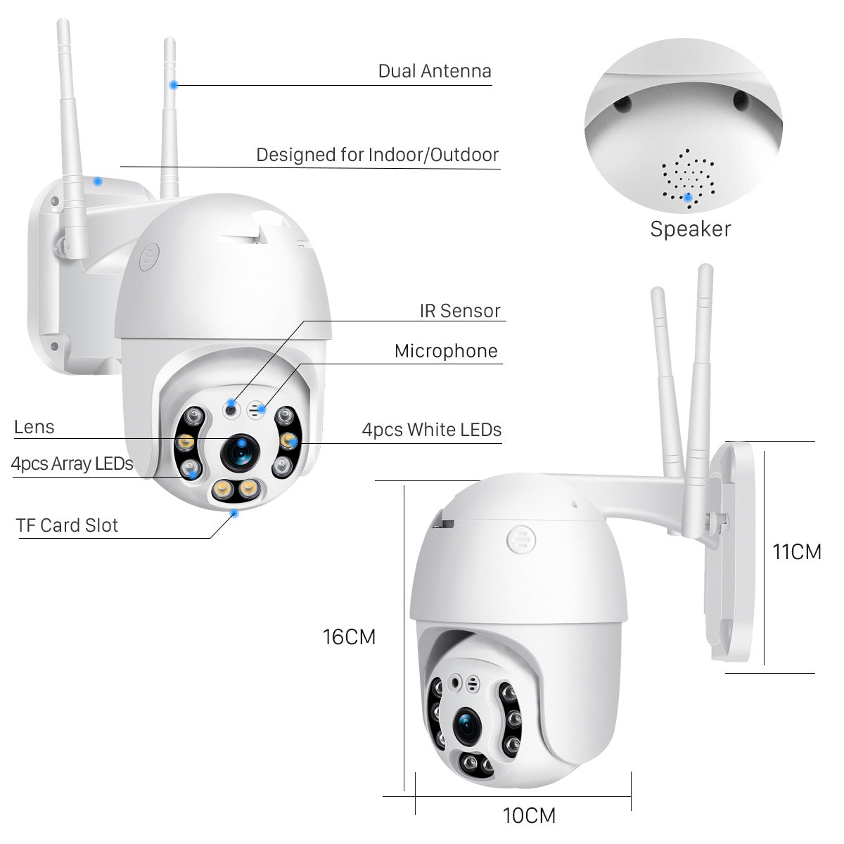 V380Outdoor Wireless Surveillance Camera A6Outdoor Waterproof Surveillance Dome Camera HD Full Color Night Vision Camera