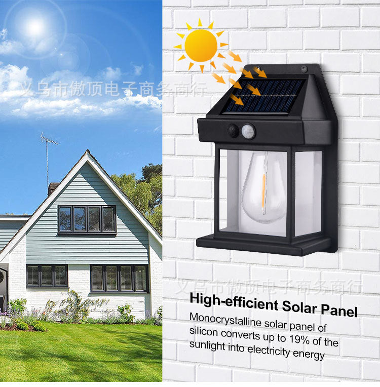 New Solar Light Outdoor Human Body Sensor Light Waterproof Street Light Tungsten Wall Light Garden Courtyard Night Light