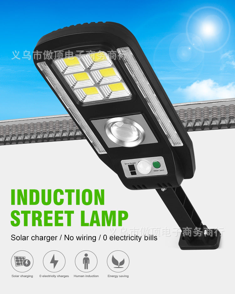 New outdoor solar light with colorful warning street light COB Garden Light with Human Body Sensor with Remote Control