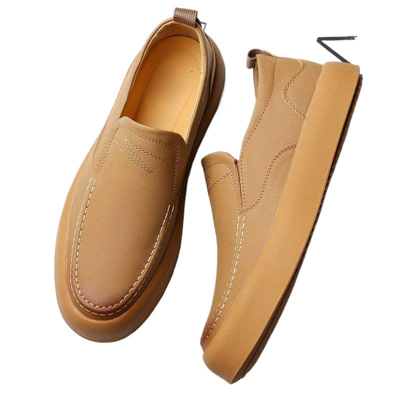 Casual Men's Shoes Business Formal Slip-On Rubber Soft Sole Fashion Hand-Sewn Dirt-Resistant Breathable British Style