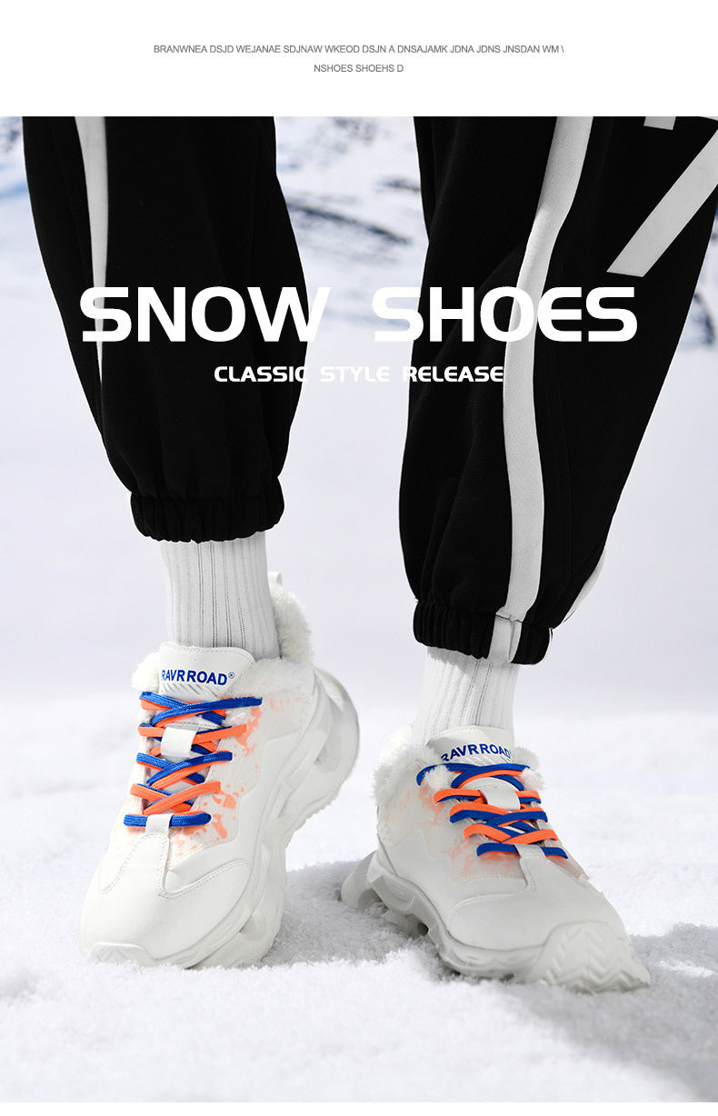 Winter New Ultra-fiber Leather Waterproof Fashion Casual Sports Shoes with Fleece Lining Warm Men's Shoes Non-slip Wear-resistant Running Shoes