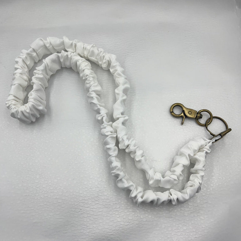 Keychain Large Elastic Polyester Wrinkle Print Hanging Ring Buckle Work Badge Phone Lanyard Chain