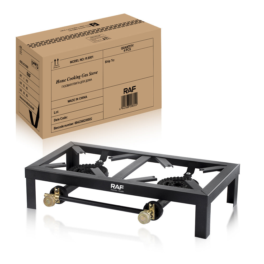 RAF Gas Stove Tabletop Flameout Double Burner Easy-to-Clean Gas Stove Simple Household Liquefied Gas R.8501