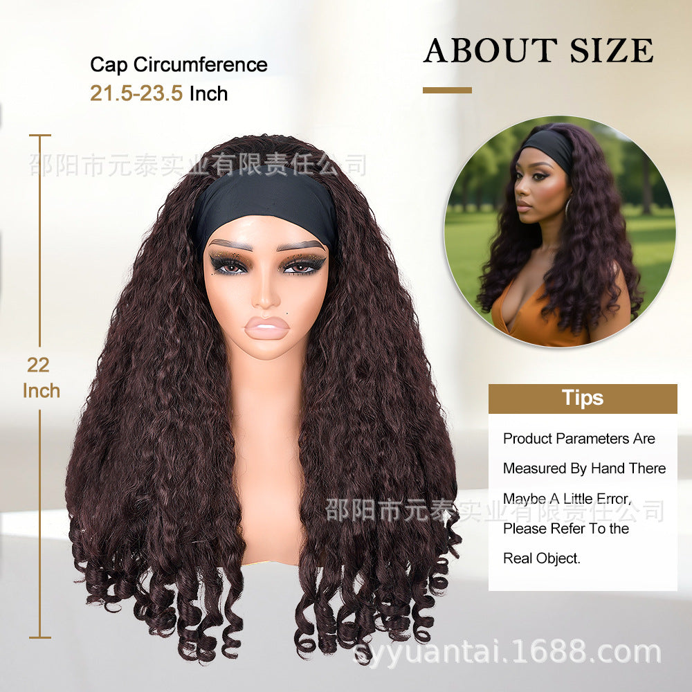 Africa YAKI Curly End Curly Hair Synthetic Wig V The top of the model is hollowed out