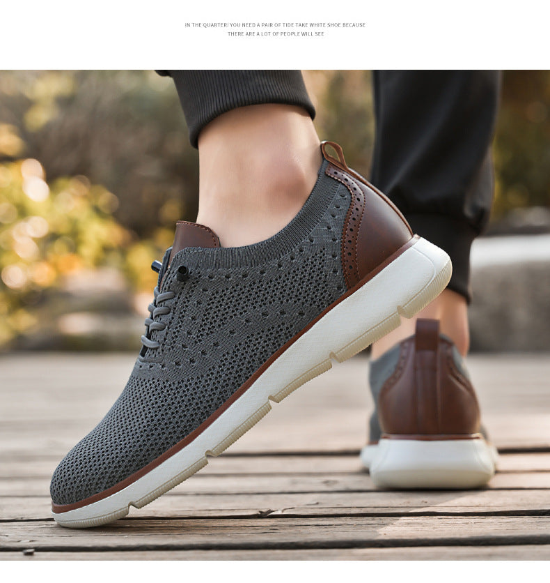 Foreign Trade Large Size Men's Shoes Lightweight Casual Sports Shoes Breathable Flyknit Mesh Loafers One-Piece Dropshipping Fashion Versatile