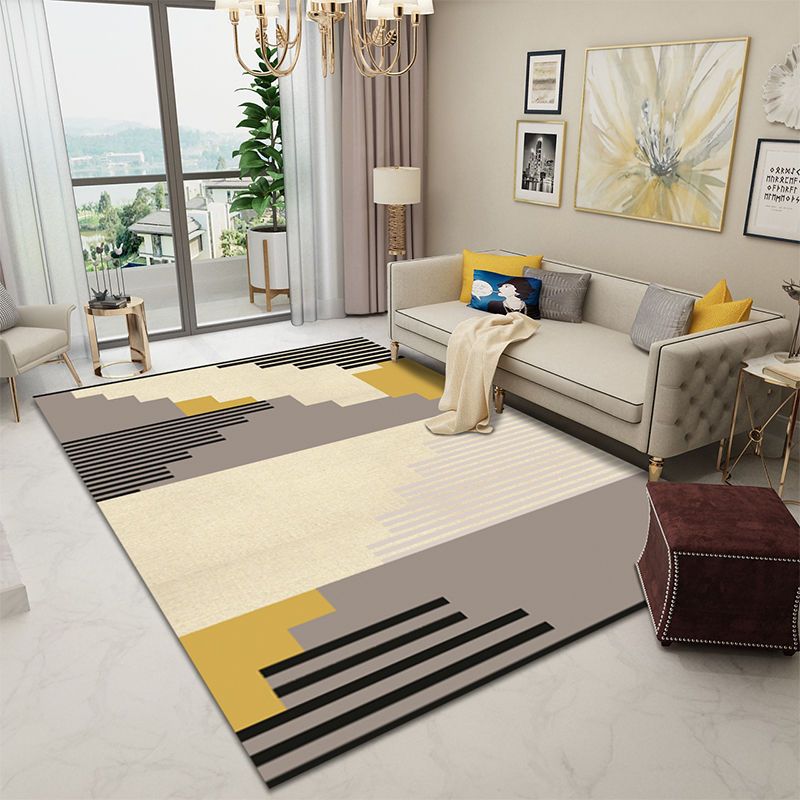 Carpet for Living Room, Stain-Resistant, Easy to Clean, Crystal Velvet Sofa Coffee Table Rug, Cooling, Silent, Light Luxury, Non-Slip Bedroom Bedside Rug