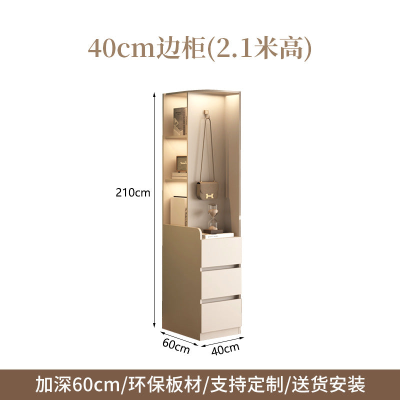 ENF Grade Solid Wood Wardrobe for Home Bedroom, No-Assembly Storage Cabinet, Cream Style Oak Segmented Custom Wardrobe