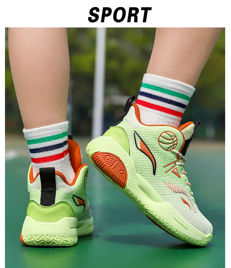 Boys' Casual Fashion Trendy Children's Shoes Non-Slip Wear-Resistant Sports Shoes for Elementary School Students Training Multi-Color Basketball Shoes