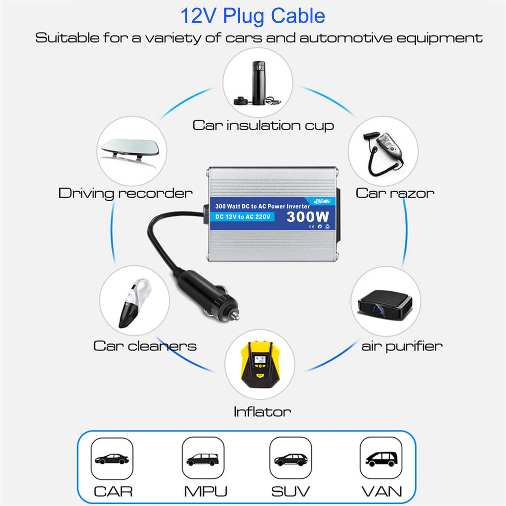 Motorcycle and Car Accessories150W Car Converter Inverter Car Inverter Power Supply DC12V Transfer Communication220V