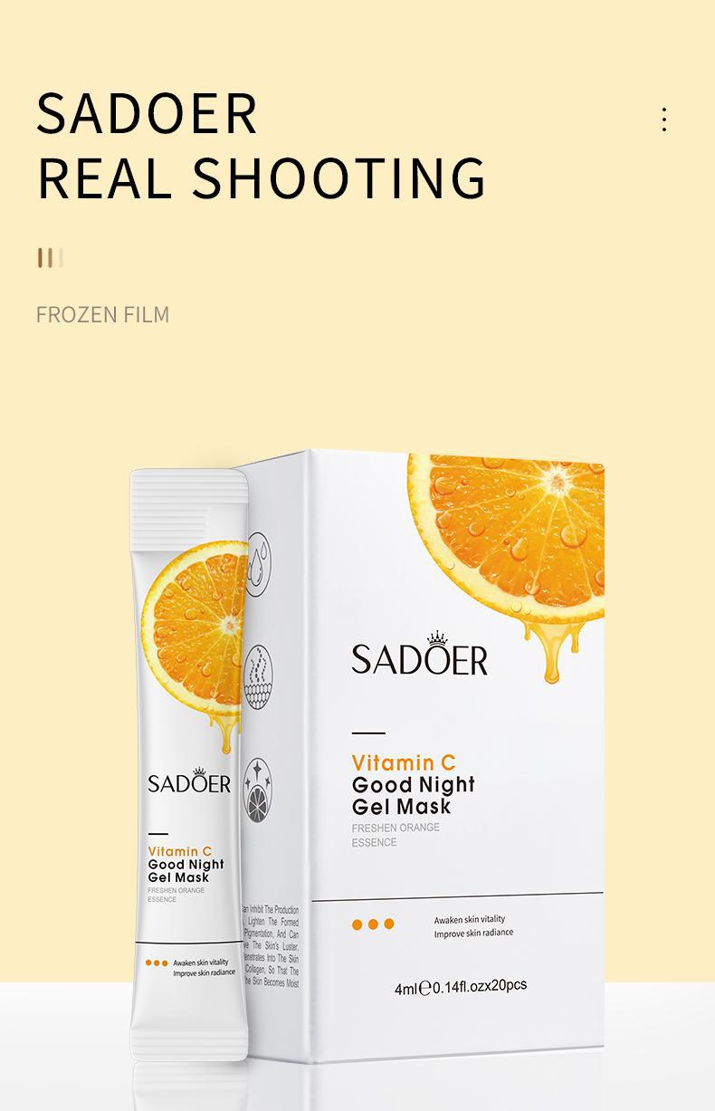 All English Good Night Cooling Mask SADOER Vitamin C Aloe Vera Sleeping Mask No-Rinse  Foreign Trade Live Wholesale