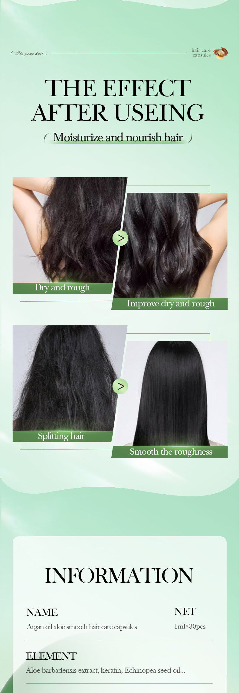 Full English Nut Oil Hair Care Capsules SADOER Improve Frizz Essential Oil Capsule Conditioner  Wholesale