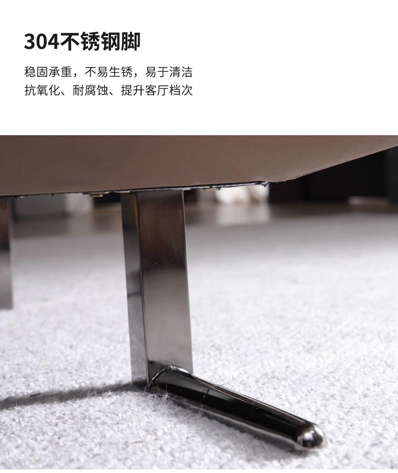 Source Factory Living Room Leather Sofa Italian Minimalist High Back Straight Row Genuine Leather Sofa Small Apartment High Leg Sofa Shipping and tax not included