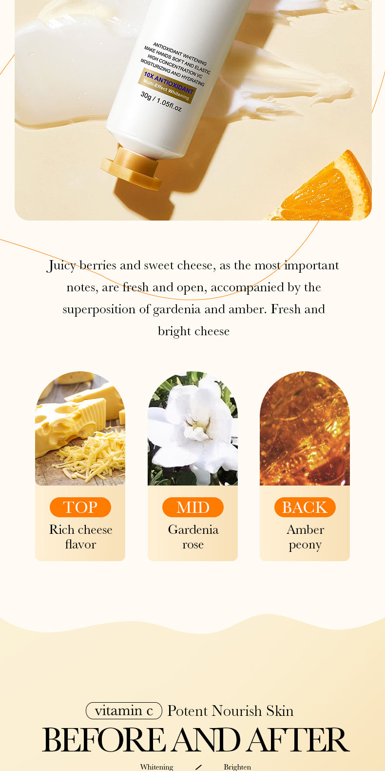 foreign trade BIOAOUA Vitamin C Whitening and Brightening Hand Cream Anti-Cracking Moisturizing Whitening Hand Cream Wholesale