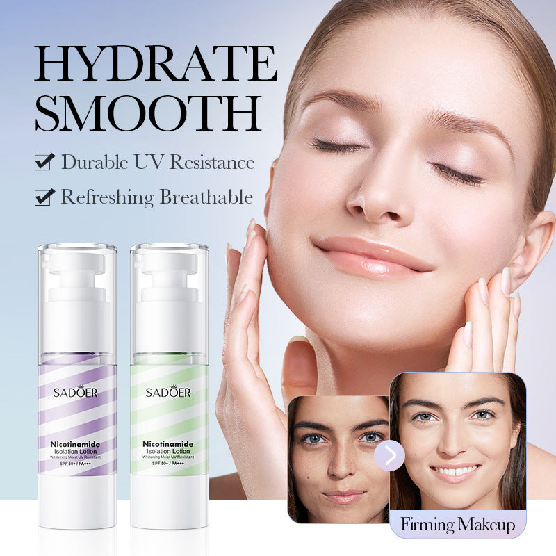 Makeup SADOER Niacinamide Two-tone Primer Brightening Skin Tone Makeup Base Cross-border Wholesale