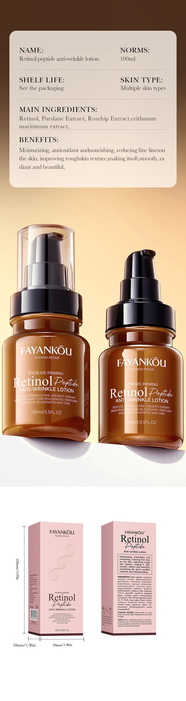 Full English Retinol Peptide Skincare Series  FAYANKOU Amino Acid Facial Cleanser  Wholesale
