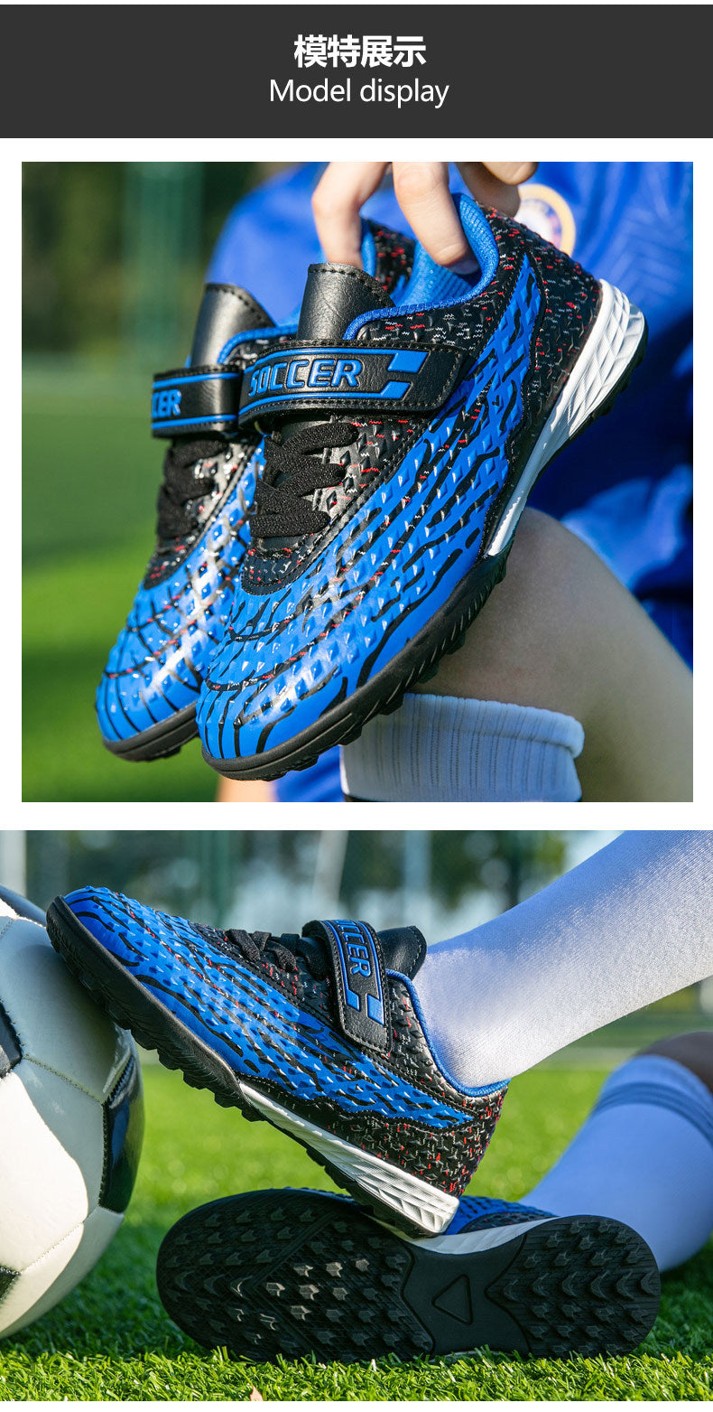 New football shoes for men and women with Velcro for children TF Broken Nail Style Youth Student Grassland Flat Training Shoes