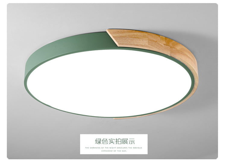 Macaron Solid Wood Ceiling Light led Bedroom Lamp Round Nordic Iron Art Room Lamp Creative Living Room Lamp for Home Use