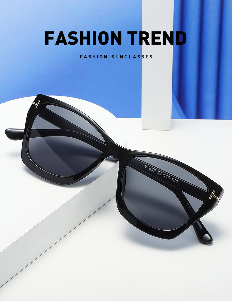 Vintage T Cat Eye Sunglasses for Women Fashionable High-End Sunglasses Trendy ins Street Style Full Frame Sun Protection Glasses shades
