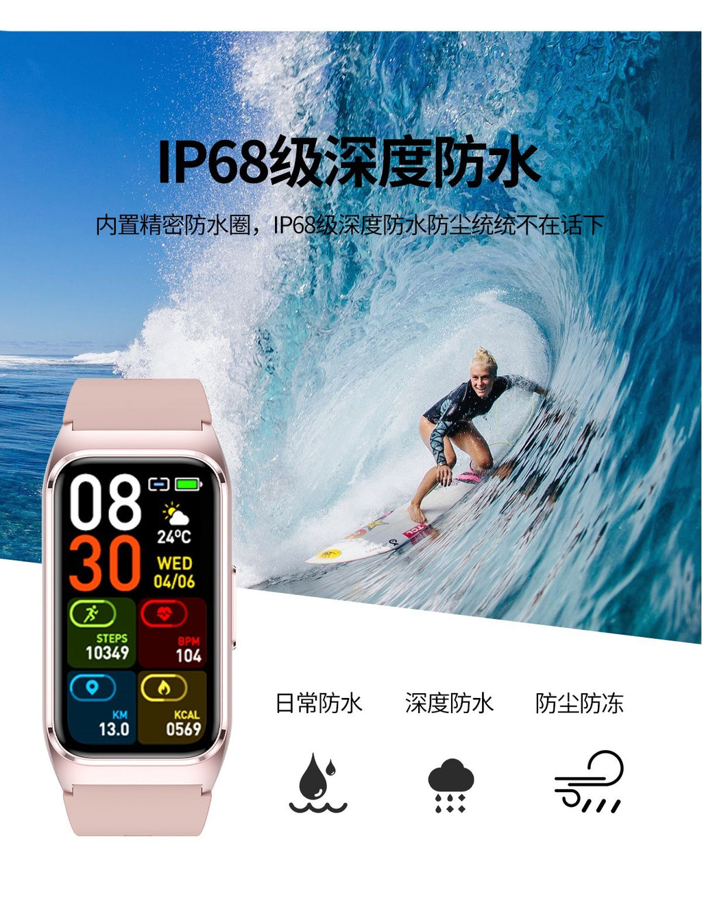 New TK75Blood pressure and blood sugar testing heart rate monitoring IP68Waterproof Social Entertainment Smart Watch