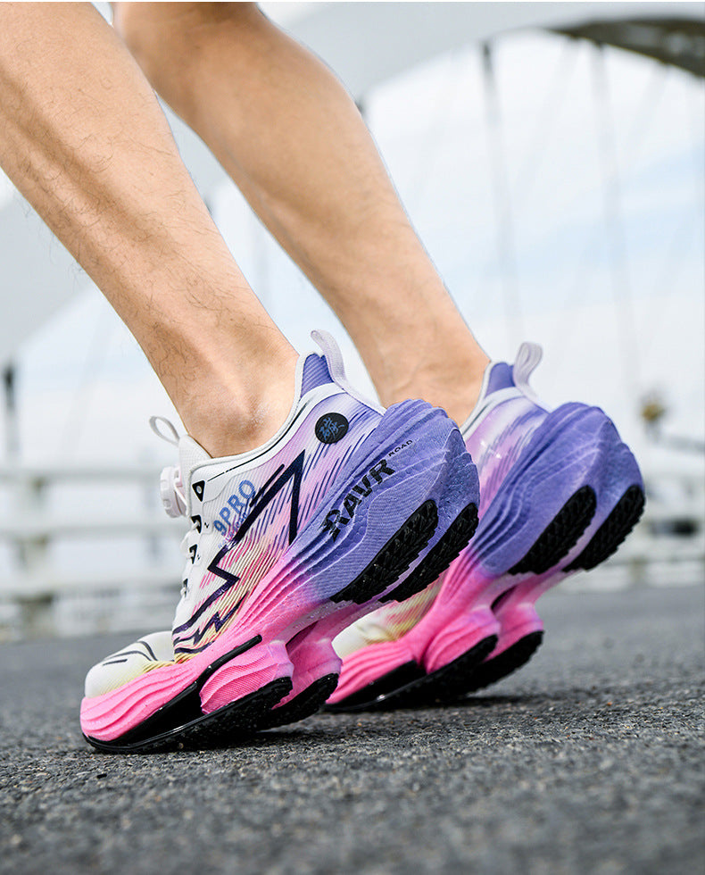 2025Autumn Winter Casual Fashion Double Mesh Knob Buckle Sneakers Super High Elastic Soft Sole Carbon Plate Anti-Slip Running Shoes