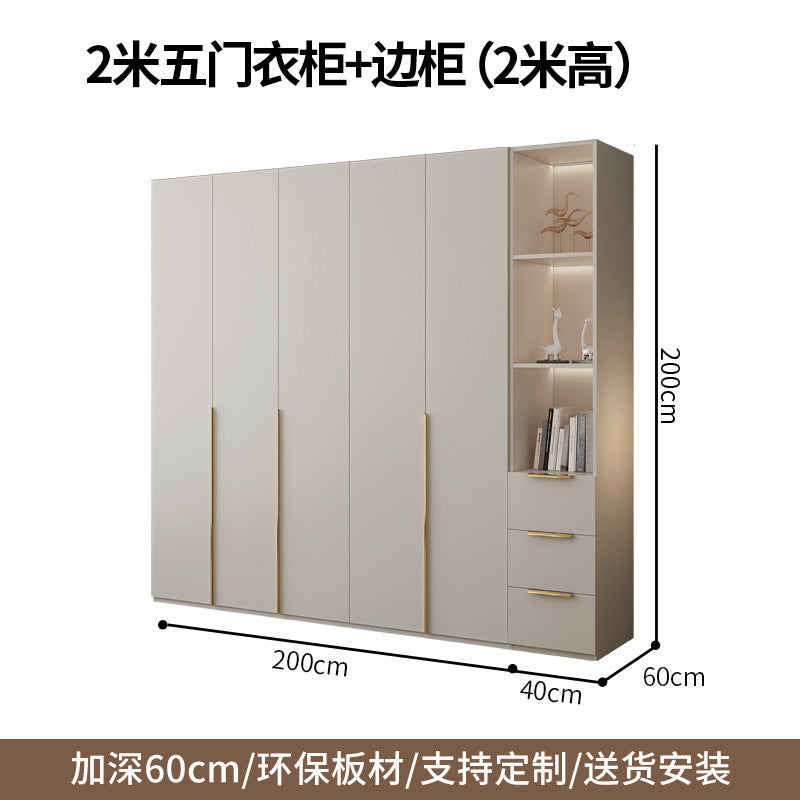 Cream Style Solid Wood Wardrobe Modern Simple Bedroom Storage Cabinet One Door to Ceiling Economical Small Apartment Home Large Wardrobe