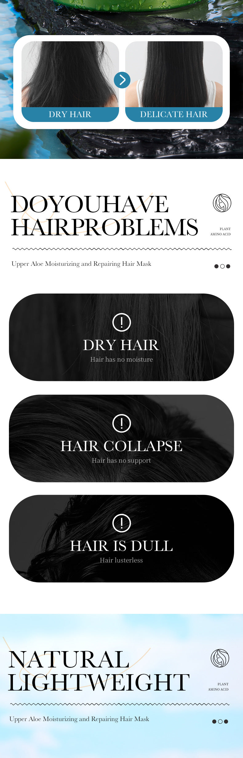 Aloe Vera Hair Mask500gSADOER Moisturizing, smooth and silky hair conditioner cross-border wholesale