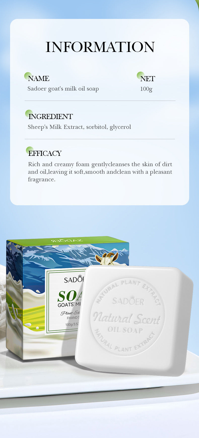 Full English Plant and Fruit Scented Soap100g SADOER Cleansing, Moisturizing Handmade Soap  Wholesale