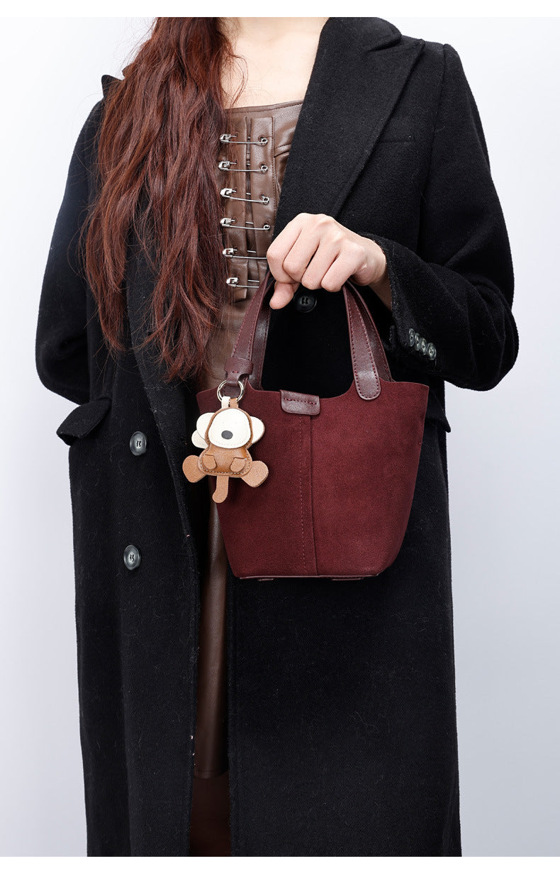 European and American Retro Melad Niche Matte Handheld Bucket Bag Fashion Women's Bag Light Luxury Single Shoulder Crossbody Bag