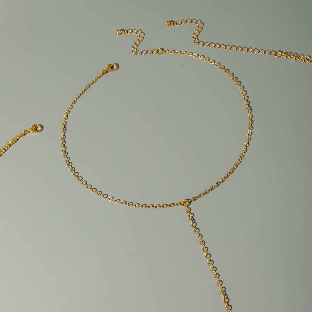 Trendy Simple Men's Body Chain Necklace Fashion Imitation Emerald Heart Hollow Chest Chain with Diamonds