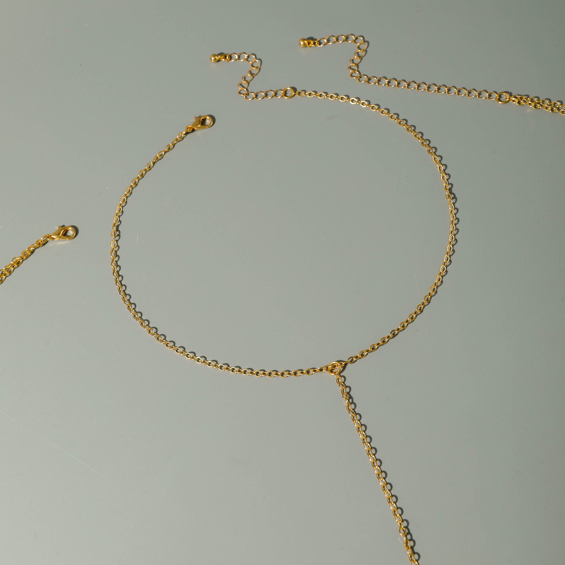 Trendy Simple Men's Body Chain Necklace Fashion Imitation Emerald Heart Hollow Chest Chain with Diamonds