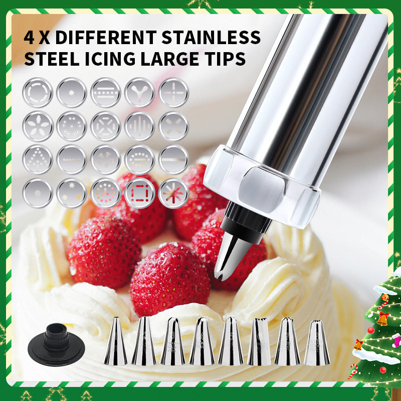 Handheld Aluminum Alloy Decorating Gun Cookie Gun Cream Gun20Piece Set