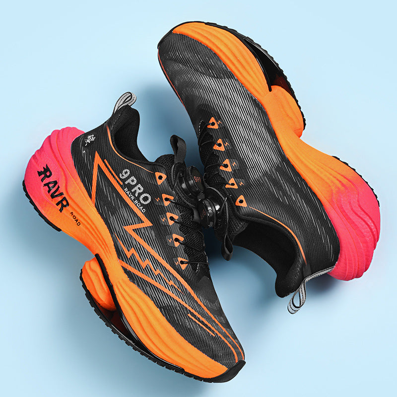 2025Autumn Winter Casual Fashion Double Mesh Knob Buckle Sneakers Super High Elastic Soft Sole Carbon Plate Anti-Slip Running Shoes