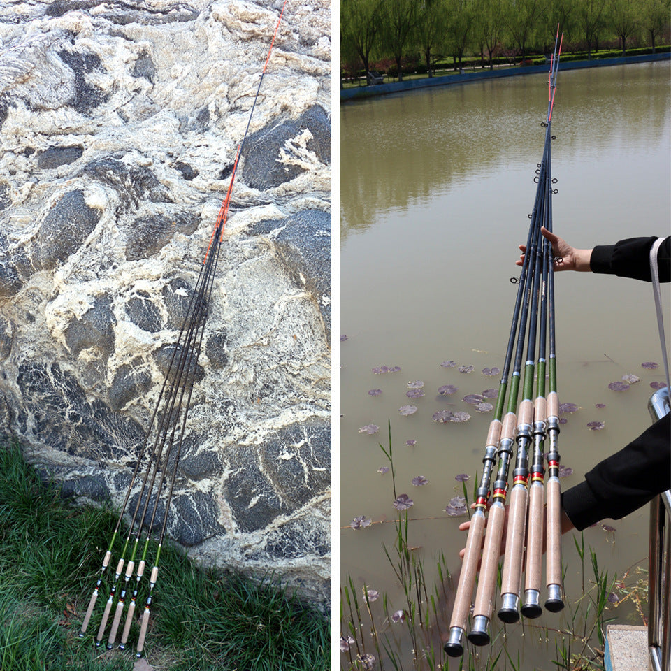 A Long Casting Telescopic Lure Rod with Long Wooden Handle, Sea Rod, Rock Fishing Rod, Carbon Fiber Carp and Bass Rod MH Tune