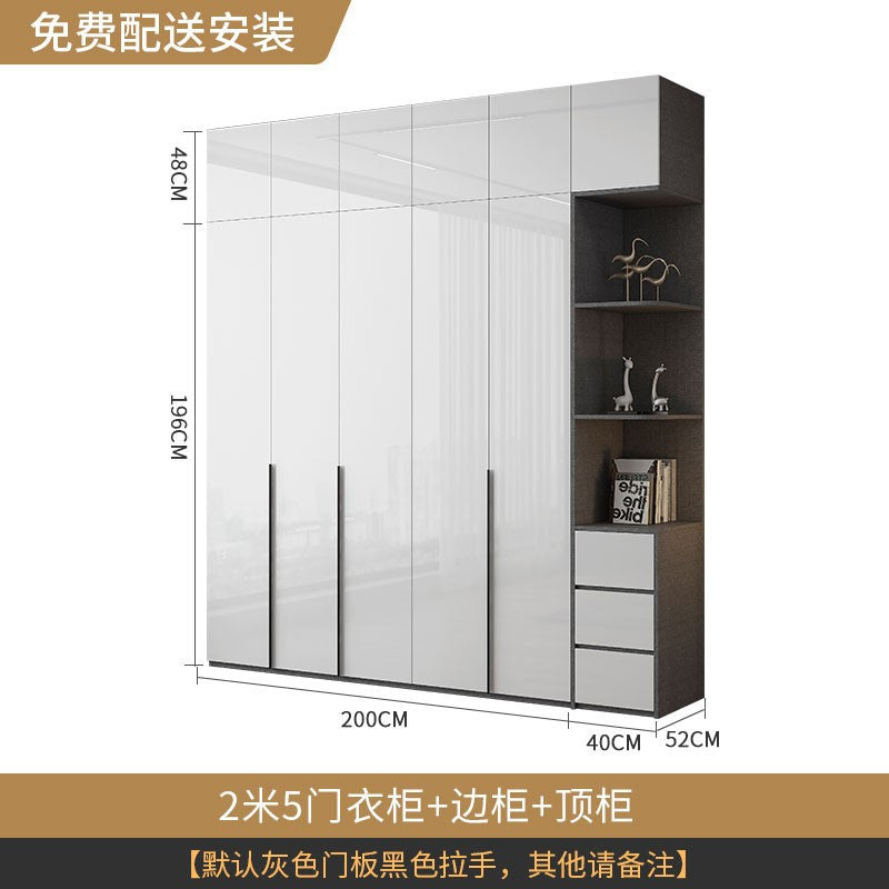 Wardrobe Light Luxury High-End Feel Home Bedroom Simple Rental Room Storage Cabinet Economical Overall Combination Wardrobe Customization