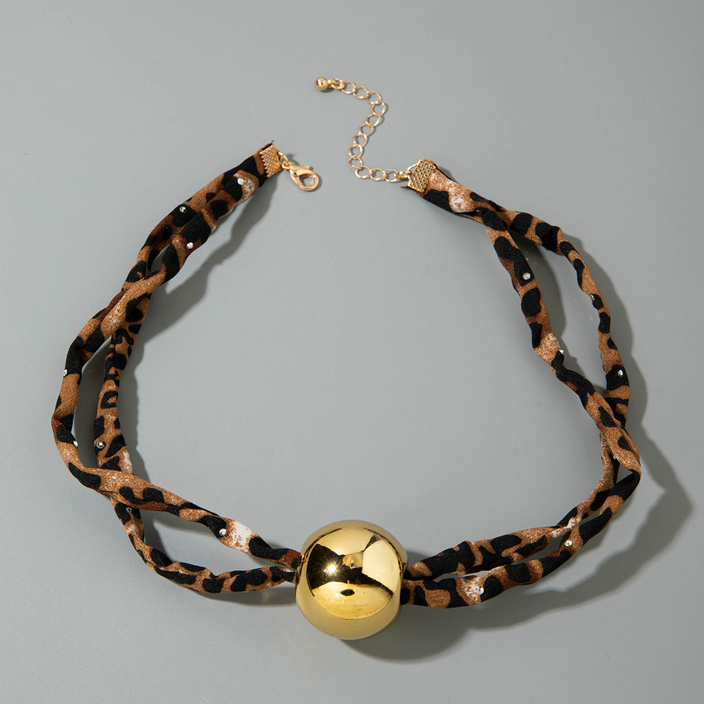 European and American Style Ocean-themed Cross Conch Starfish Pendant Leopard Print Exaggerated Necklace Collarbone Chain Jewelry