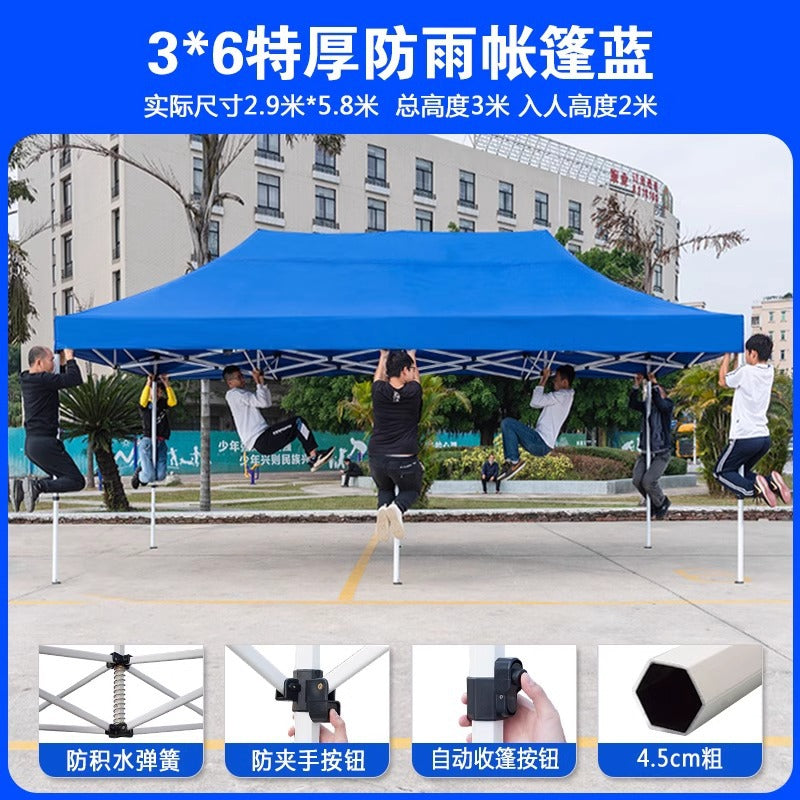 Outdoor Four-Legged Umbrella Tent Cover Thickened Transparent Foldable Telescopic Rain Canopy Four-Corner Sunshade Rainproof Stall Large Umbrella