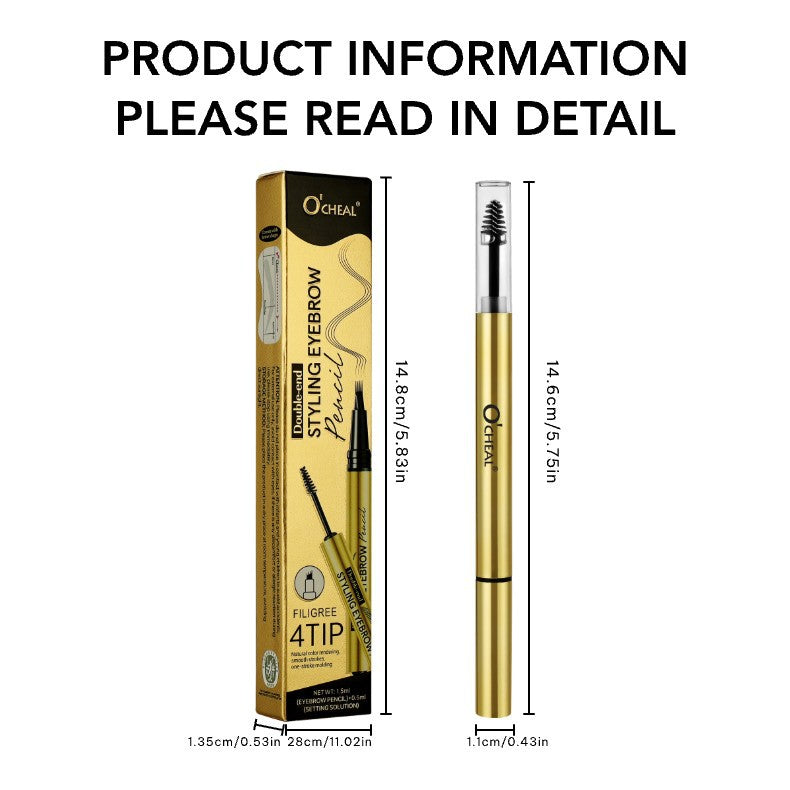 European Beauty Double-Ended Multi-Prong Plush Eyebrow Pencil+Styling Eyebrow Gel with Eyebrow Card Eye Set
