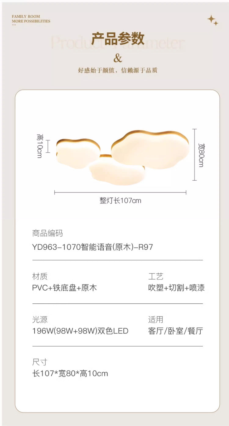 Bedroom Ceiling Lamp Modern Minimalist Irregular Cloud Study Lamp Nordic Art LED Master Bedroom Room Full Spectrum