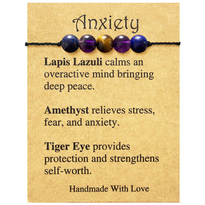 Handmade Knot Braided Bracelet Stone Beaded Tiger Eye Map Stone Couple Gift Stretchable Braided Bracelet