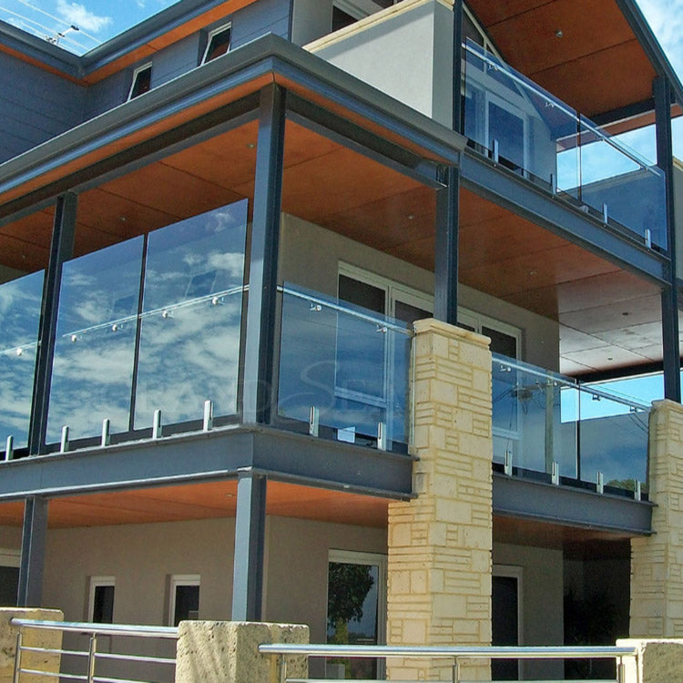 Modern clear Laminated Tempered Glass Balcony Railing Stainless Beautiful Designs