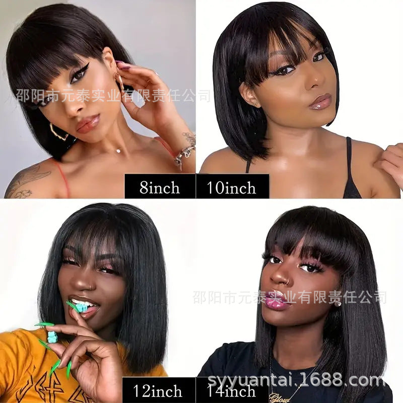 Bob Wigs Human Hair With Bangs Short Bob Straight Bang Wigs