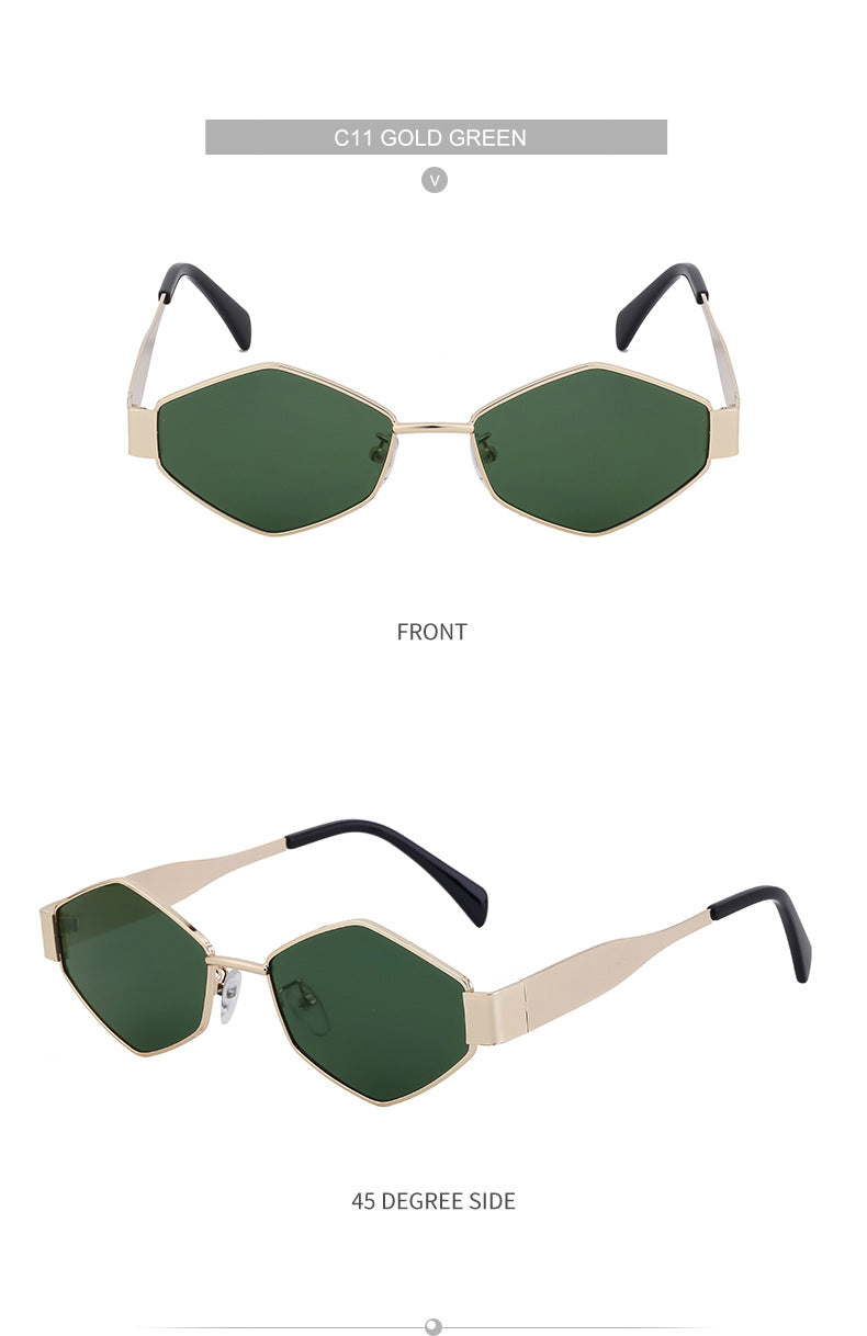 European and American Fashion Irregular Metal Sunglasses for Women Trendy Personality Wide Temple Sunglasses Wholesale sunglass