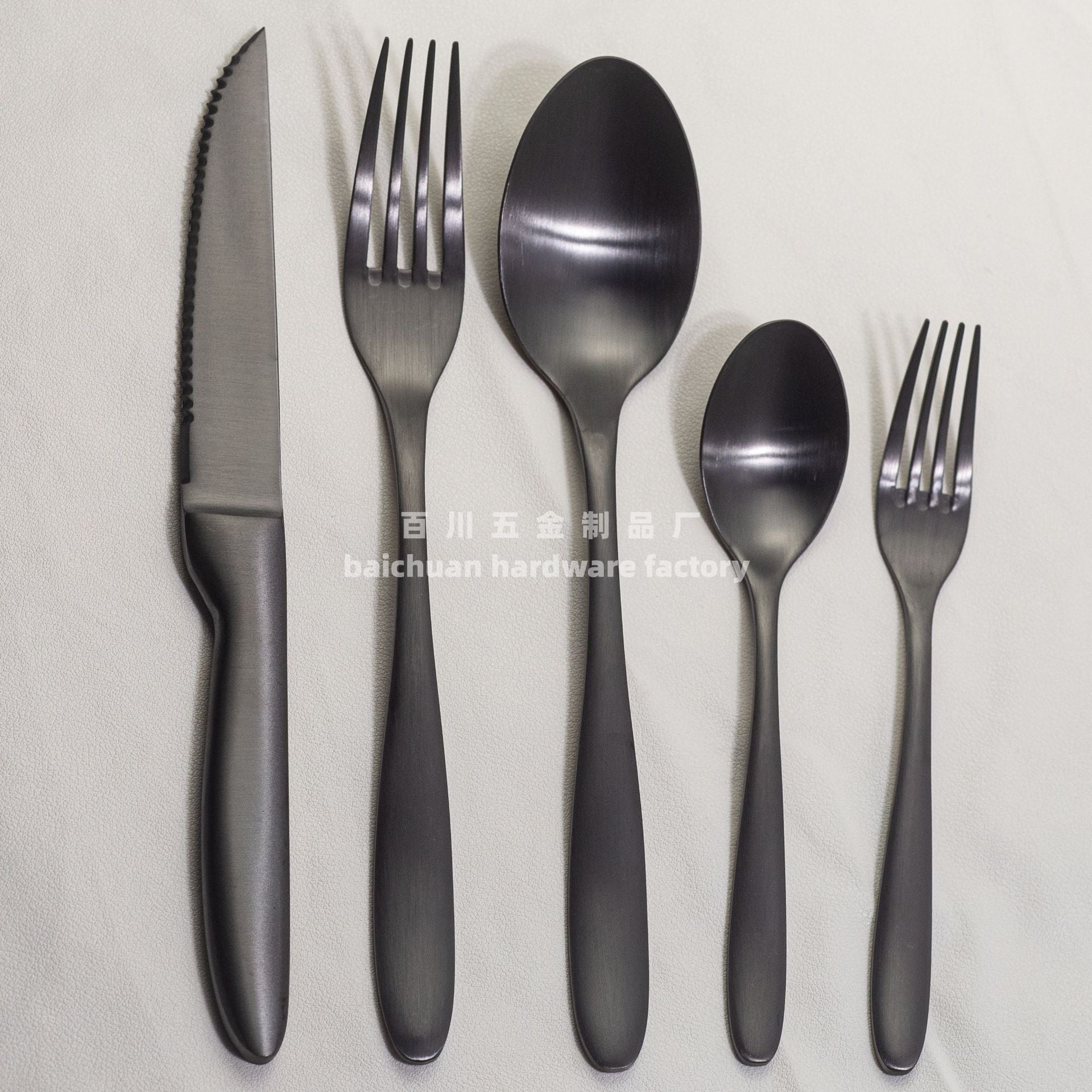 304Stainless Steel Knife Fork Spoon Set Western Tableware Hotel Heavy Sanding Wholesale Steak Knife Tea Spoon Classic Style