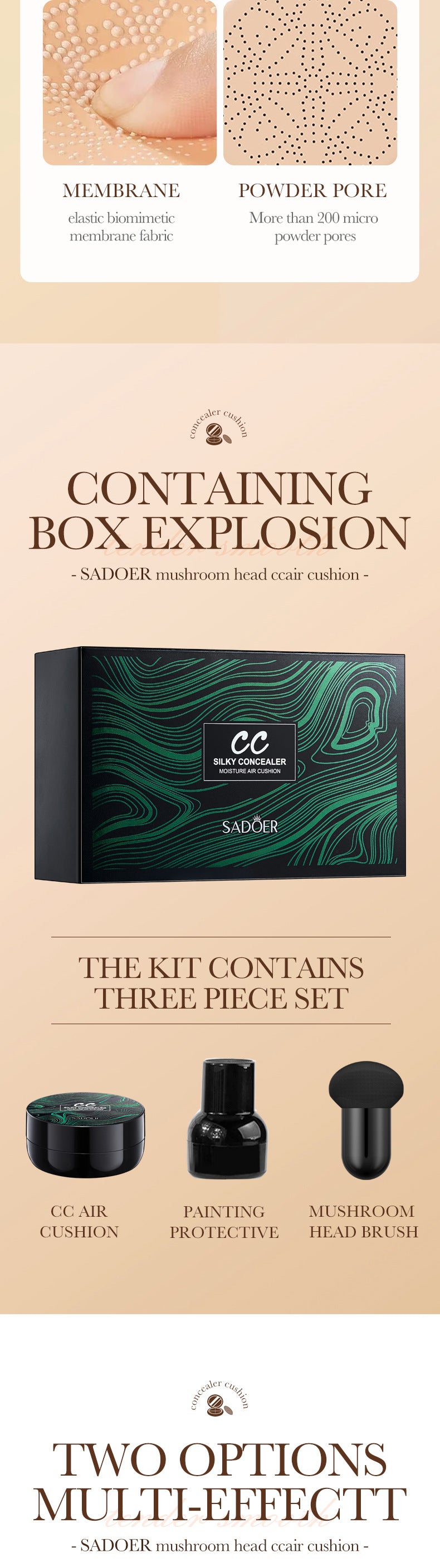 Makeup CC Mushroom Air Cushion Ivory White Brightening Concealer Correcting Face Foundation Export Manufacturer Wholesale